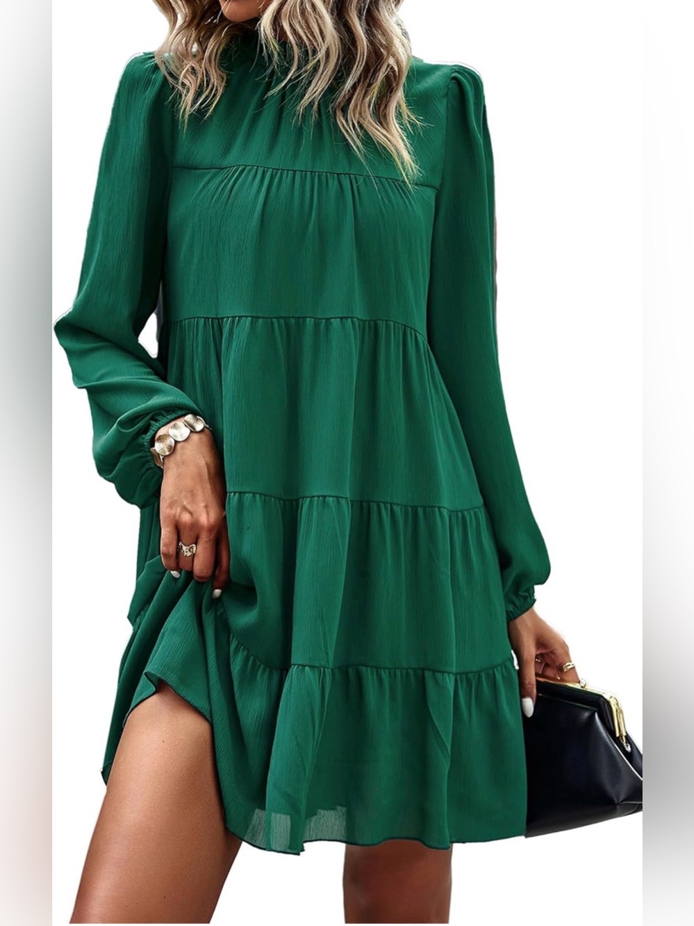 NWT KIRUNDO Long Sleeve Baby Doll Dress Green, Medium